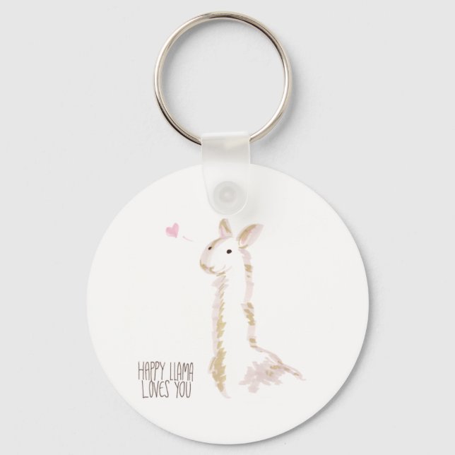 Happy Llama Loves You Keychain (Front)