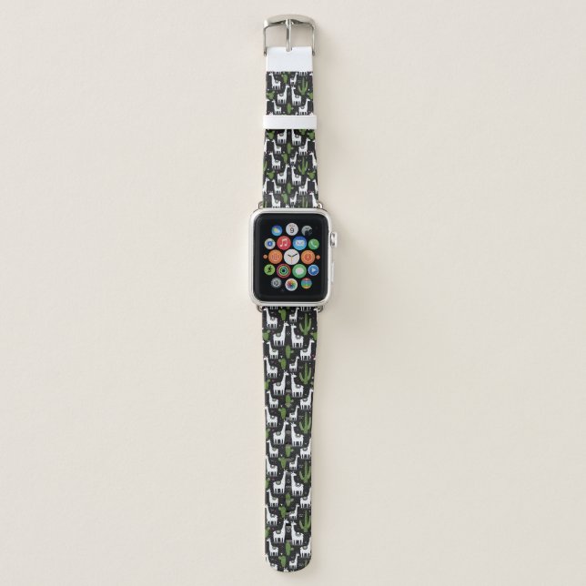 Happy Llama Pattern Apple Watch Band (Front)