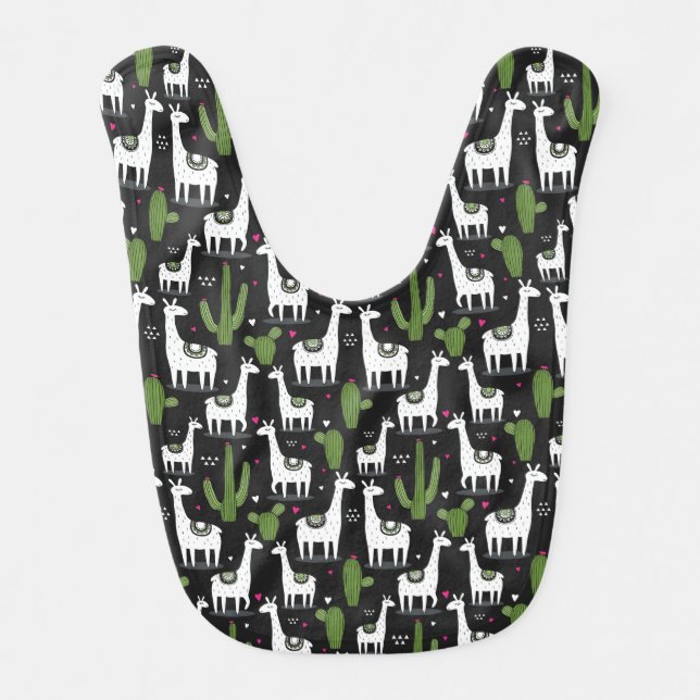 Happy Llama Pattern Baby Bib (Front)