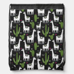 Happy Llama Pattern Drawstring Bag