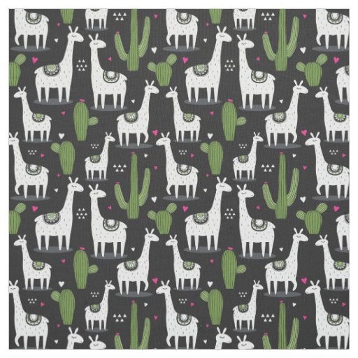 Happy Llama Pattern Fabric