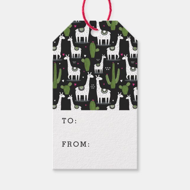 Happy Llama Pattern Gift Tags (Front)