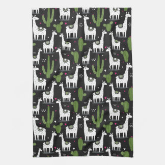Happy Llama Pattern Kitchen Towel
