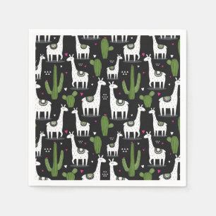 Happy Llama Pattern Napkins