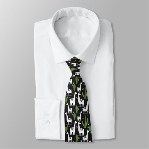 Happy Llama Pattern Neck Tie