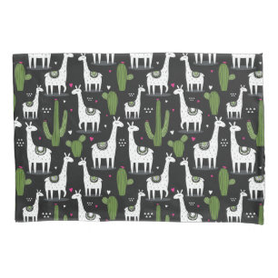 Happy Llama Pattern Pillow Case