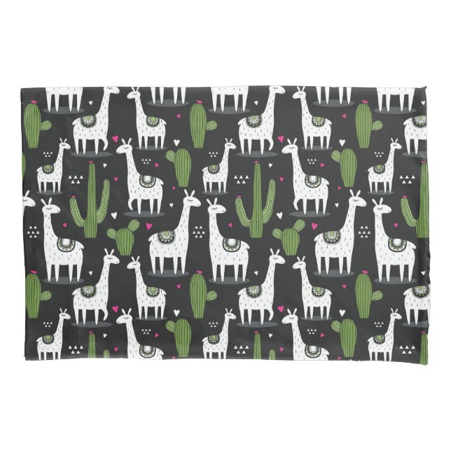 Happy Llama Pattern Pillow Case (Front-Left)