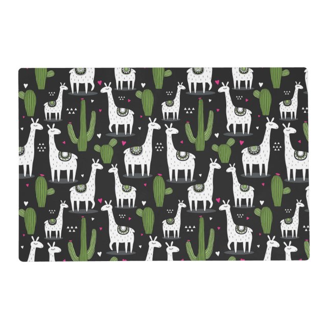 Happy Llama Pattern Placemat (Front)