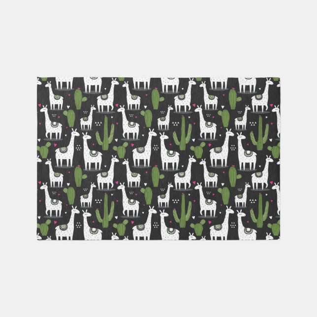 Happy Llama Pattern Rug (Front)