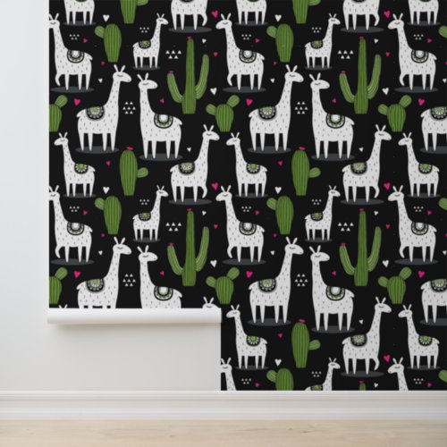 Happy Llama Pattern Wallpaper