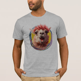 "Happy Llama with Colorful Background" T-Shirt