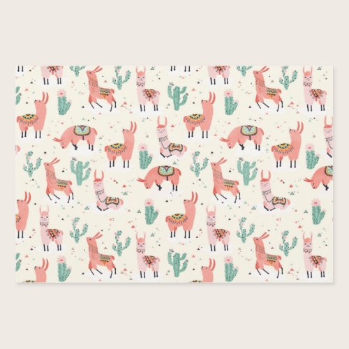 Happy Llama Wrapping Paper Sheets