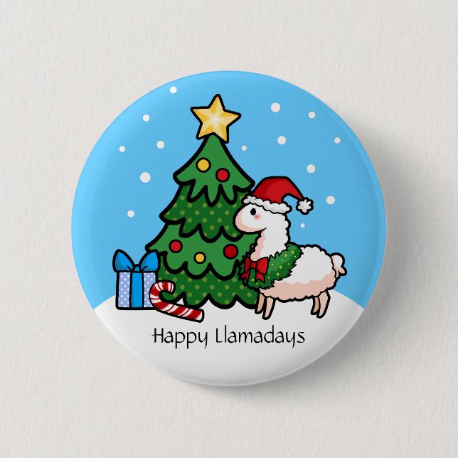 Happy Llamadays Button (Front)
