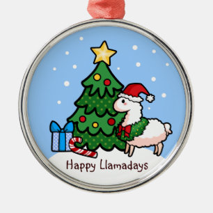 Happy Llamadays Metal Ornament