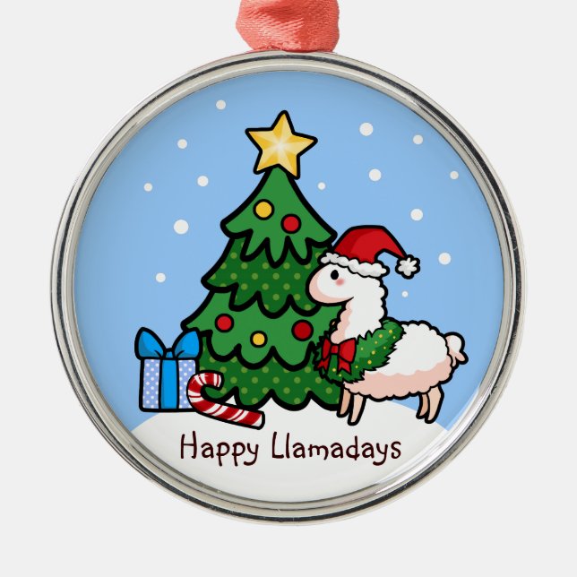 Happy Llamadays Metal Ornament (Front)