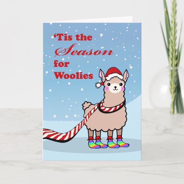 Happy Llamadays Tis the Season for Woolies Cute Card (Front)