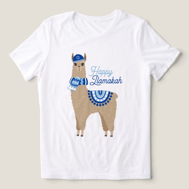 Happy Llamakah Funny Hanukkah  Tri-Blend Shirt (Design Front)