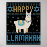 Happy LLamakah Funny Jewish Hanukkah LLama Gift Poster<br><div class="desc">chanukah, LLamakah, hanukkah, dreidel, jewish, ugly, sweater, llama, christmas, knitted</div>