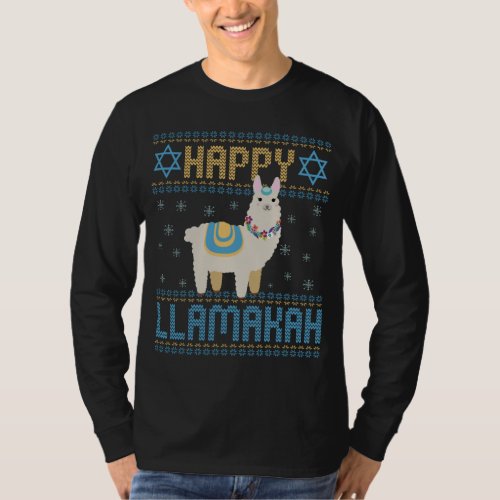 Happy LLamakah Funny Jewish Hanukkah LLama Gift T_Shirt