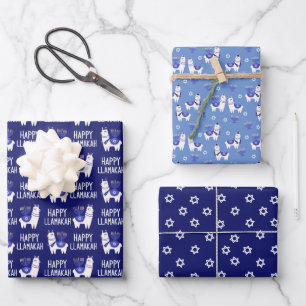Happy Llamakah Hanukkah Wrapping Paper Sheets