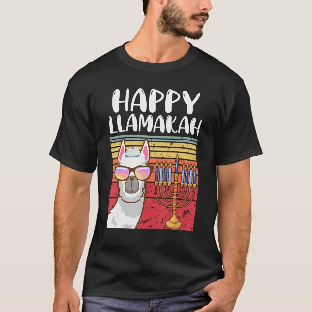 Happy Llamakah Jewish Llama   Hanukkah Pajamas Cha T-Shirt (Front)