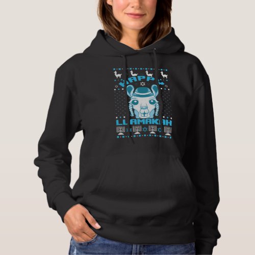 Happy Llamakah Jewish Llama Hanukkah Ugly Christma Hoodie