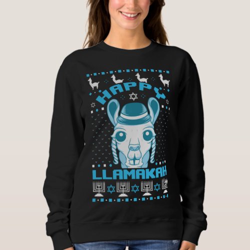 Happy Llamakah Jewish Llama Hanukkah Ugly Christma Sweatshirt