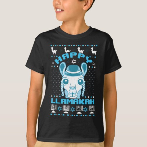 Happy Llamakah Jewish Llama Hanukkah Ugly Christma T_Shirt
