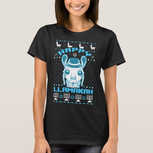 Happy Llamakah Jewish Llama Hanukkah Ugly Christma T_Shirt