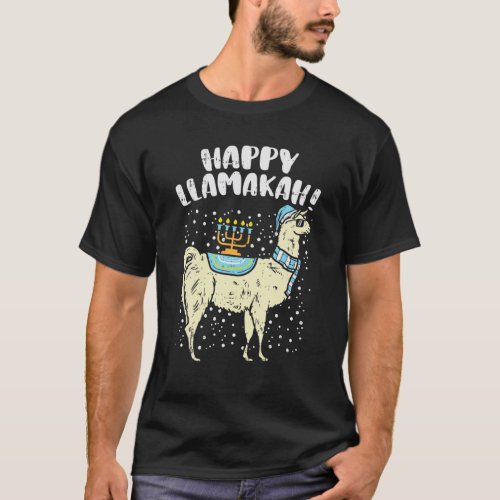 Happy Llamakah Llama Menorah Hanukkah Chanukah Jew T_Shirt