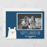 Happy Llamakkah Blue Hanukkah Llama Cute Photo Holiday Card<br><div class="desc">Happy Llamakkah!</div>