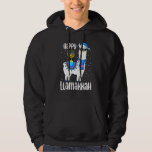 Happy Llamakkah Cute Jewish Llama Sunglasses Hanuk Hoodie