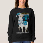 Happy Llamakkah Cute Jewish Llama Sunglasses Hanuk Sweatshirt