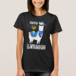 Happy Llamakkah Cute Jewish Llama Sunglasses Hanuk T-Shirt