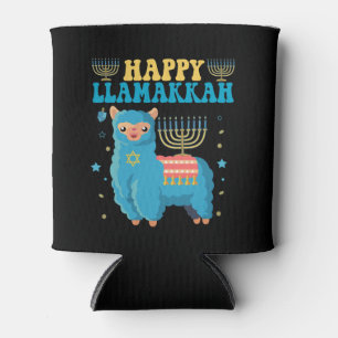 Happy LLamakkah Funny Jewish Alpaca Hanukkah Gift Can Cooler