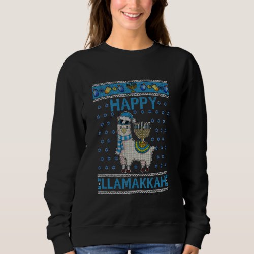 Happy Llamakkah Funny Llama Ugly Hanukkah Sweater 