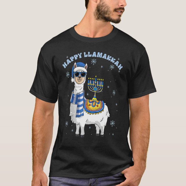 Happy Llamakkah Hanukkah Llama Chanukah Alpaca Gir T-Shirt (Front)