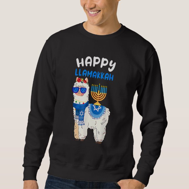 Happy Llamakkah Hanukkah Llama Chanukah Alpaca Wom Sweatshirt (Front)