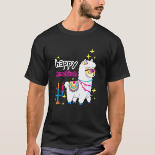Happy Llamakkah Llama Candles Alpaca Menorah Jewis T-Shirt