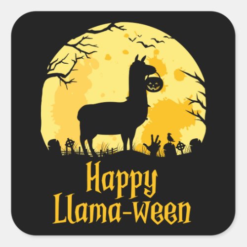 Happy Llamaween Funny Halloween Llama Costume Gift Square Sticker