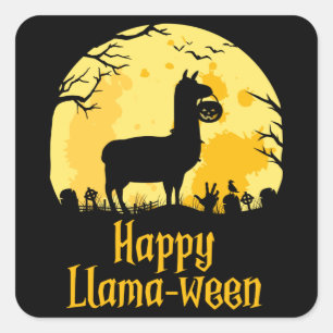 Happy Llamaween Funny Halloween Llama Costume Gift Square Sticker