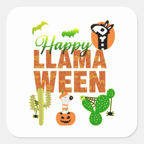 Happy Llamaween Funny Halloween Llama Lovers  Square Sticker