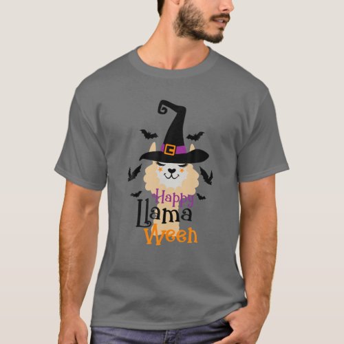 Happy Llamaween Funny Llama Halloween Vibes T_Shirt