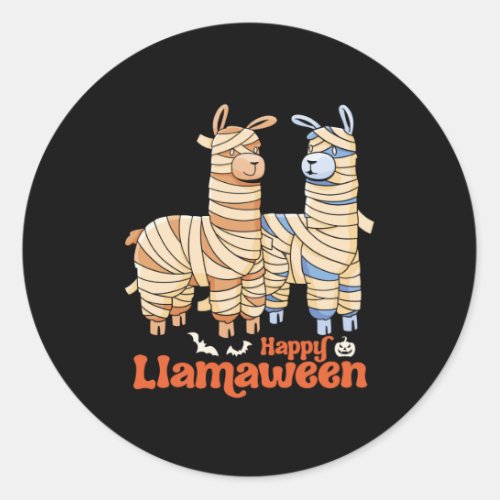 Happy Llamaween Funny Llama Lover Halloween Mummy Classic Round Sticker