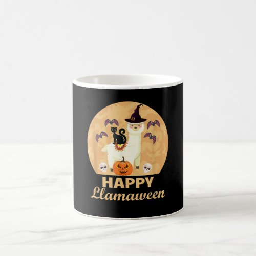 Happy Llamaween Funny Llama Lover Spooky Halloween Coffee Mug