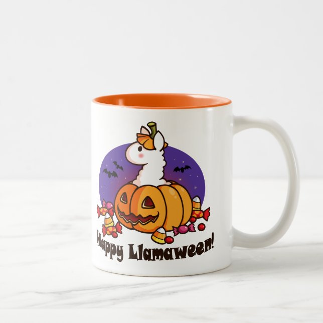 Happy Llamaween Two-Tone Coffee Mug (Right)
