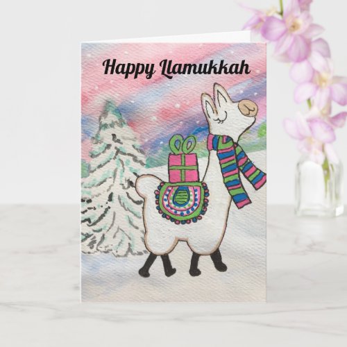 Happy Llamukkah Hanukkah Holiday Card