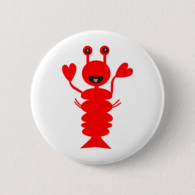 Happy Lobster Pinback Button (Front)