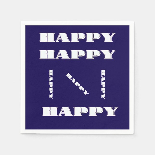 HAPPY Logo Dk Blue  Napkins (Front)