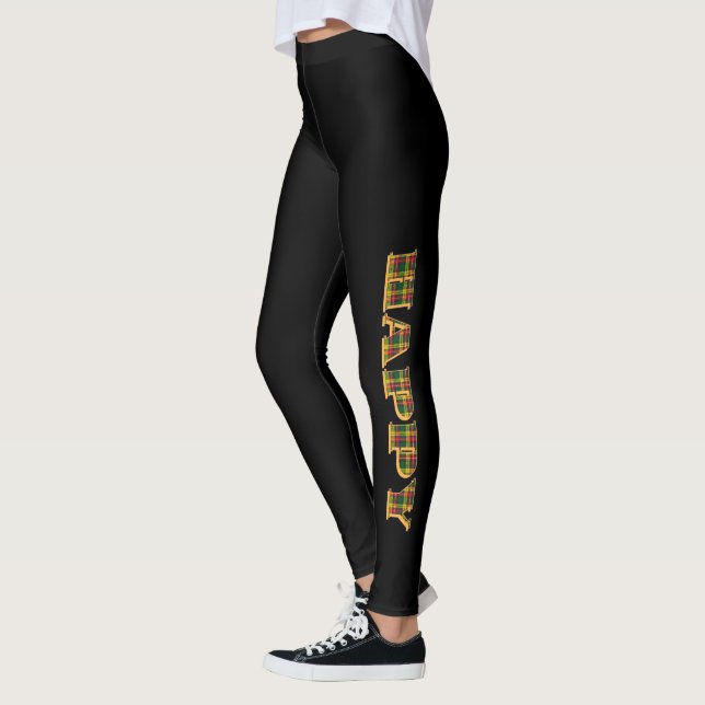 HAPPY Logo Plaid Black      Leggings (Left)